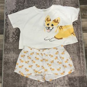 Corgi Cropped Pajama Set